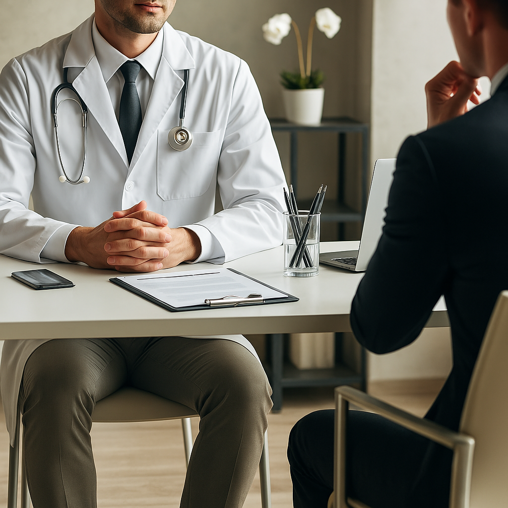 Médecin procédant à un entretient d'embauche