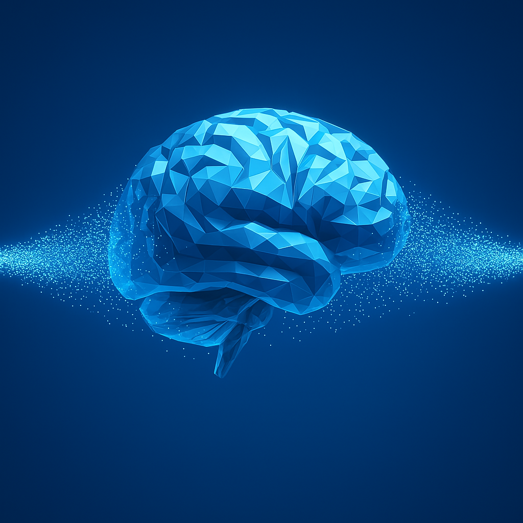 Cerveau artificiel dans une matrice couleur bleu-nuit