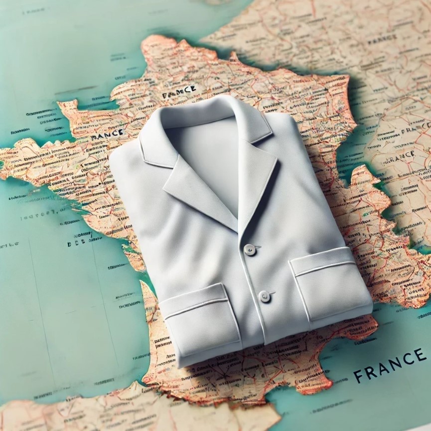 Chemise blanche sur une carte de France
