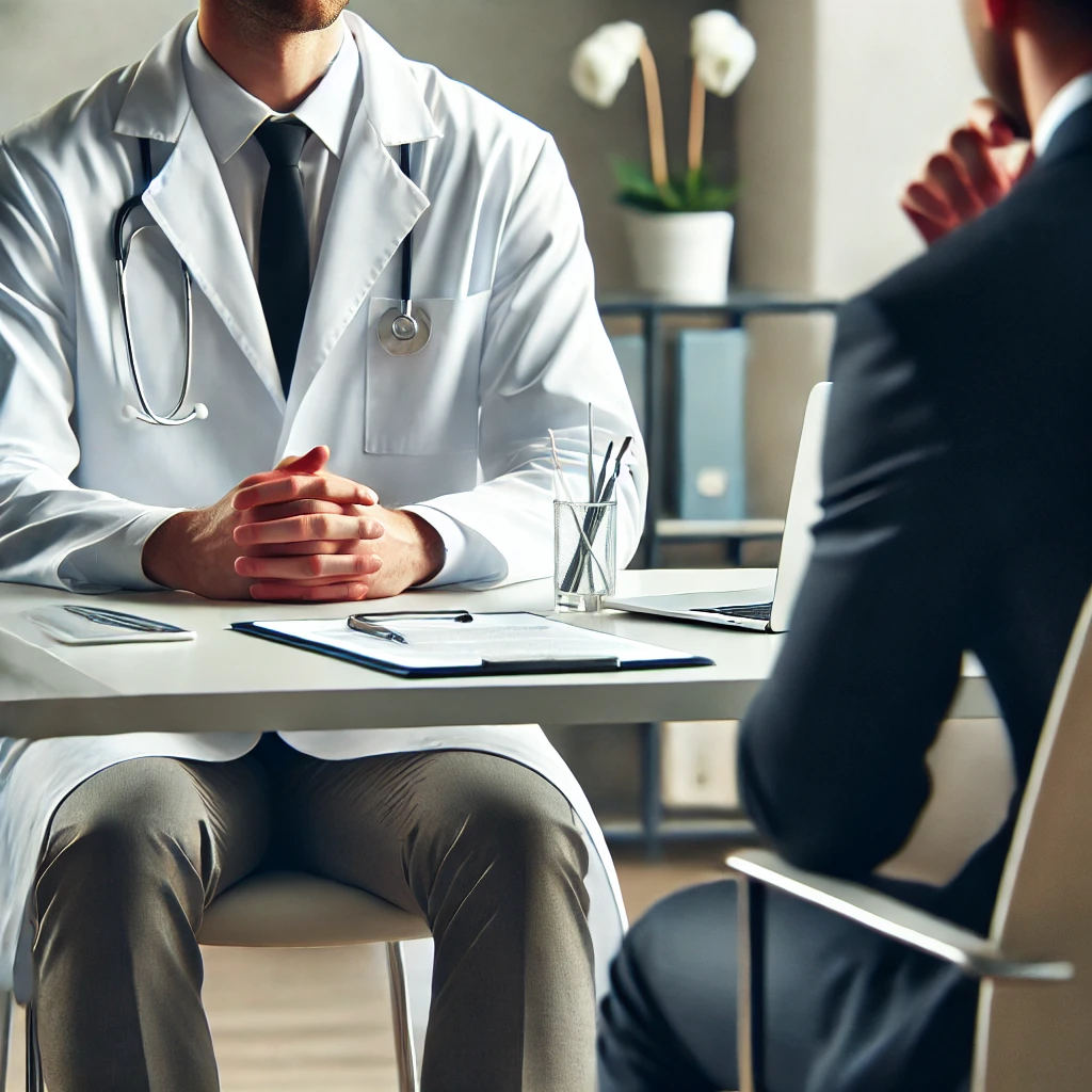 Médecin procédant à un entretien d'embauche