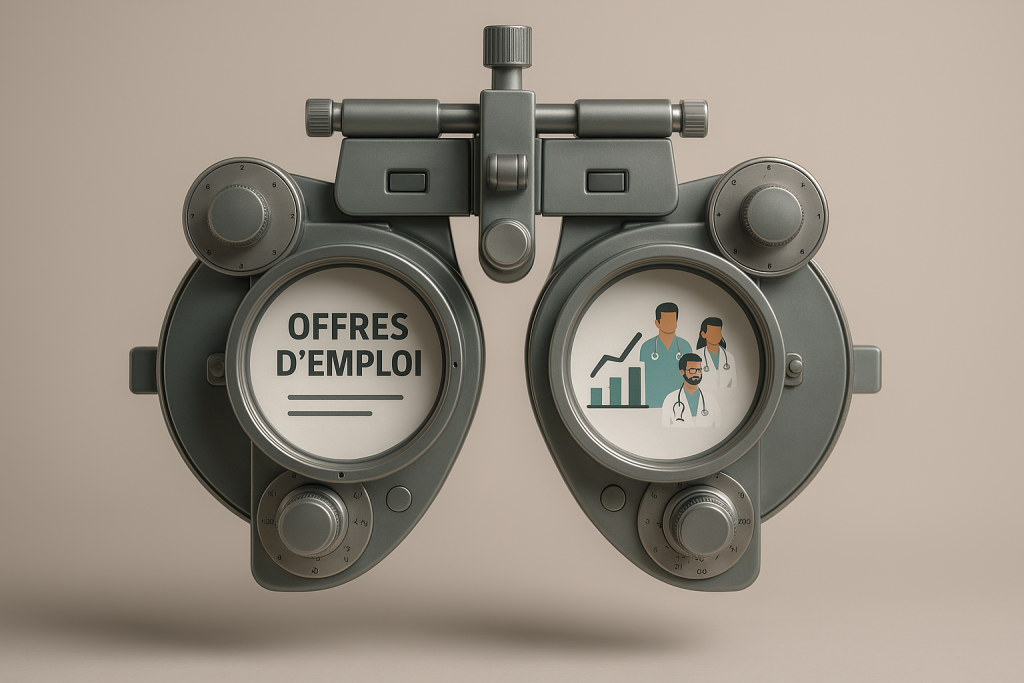 Lunettes d'ophtalmologue inspectant les offres d'emploi