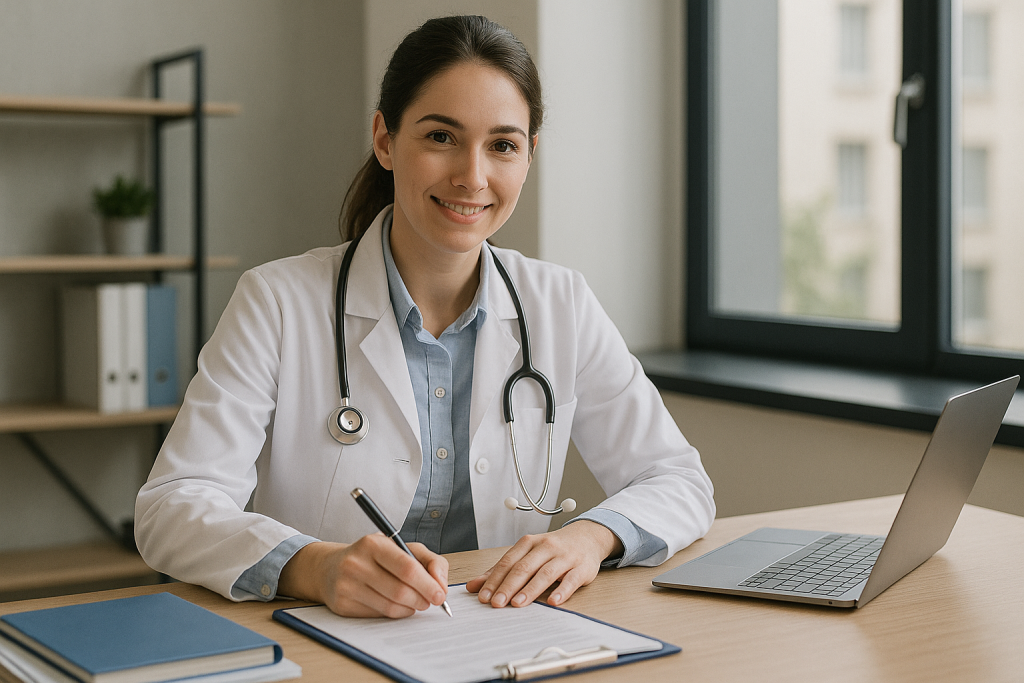Médecin signant un contrat